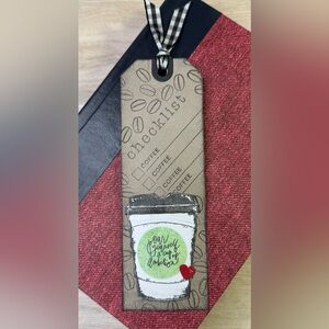 Handcrafted Hand Stamped Coffee Lover's Checklist Bookmark
